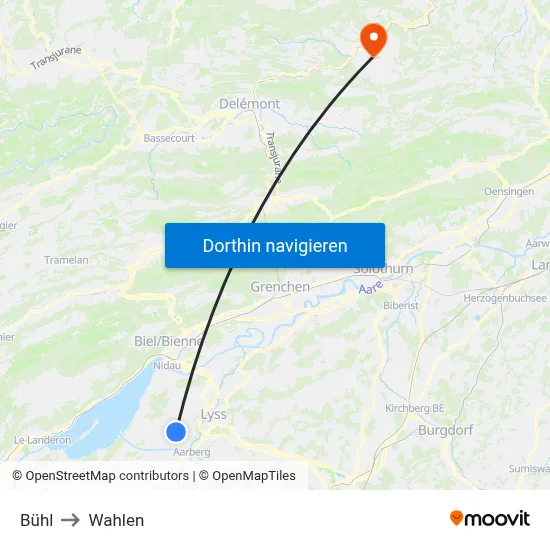 Bühl to Wahlen map