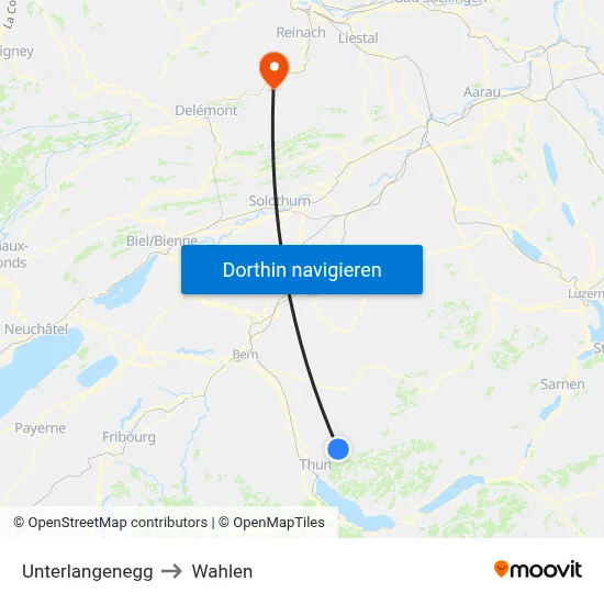 Unterlangenegg to Wahlen map