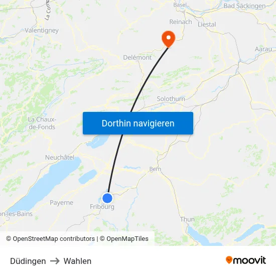 Düdingen to Wahlen map