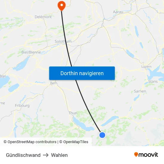 Gündlischwand to Wahlen map