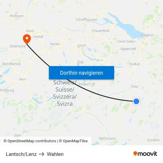 Lantsch/Lenz to Wahlen map