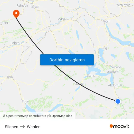 Silenen to Wahlen map