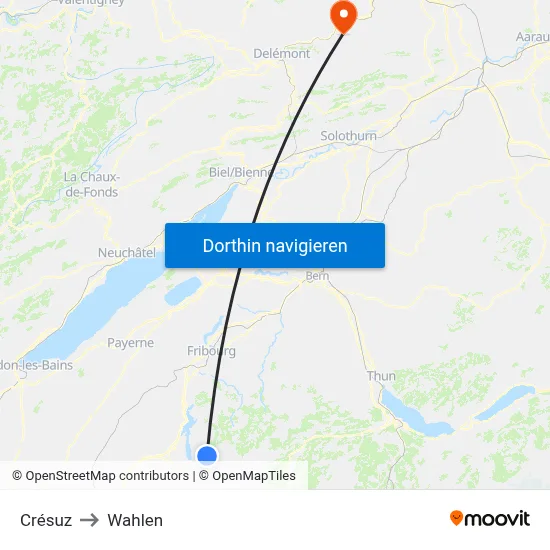 Crésuz to Wahlen map