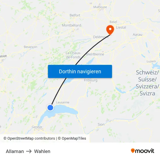 Allaman to Wahlen map