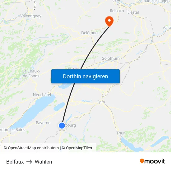 Belfaux to Wahlen map