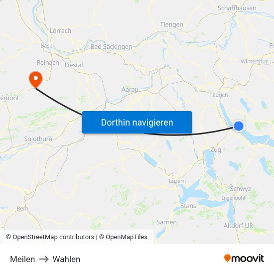 Meilen to Wahlen map