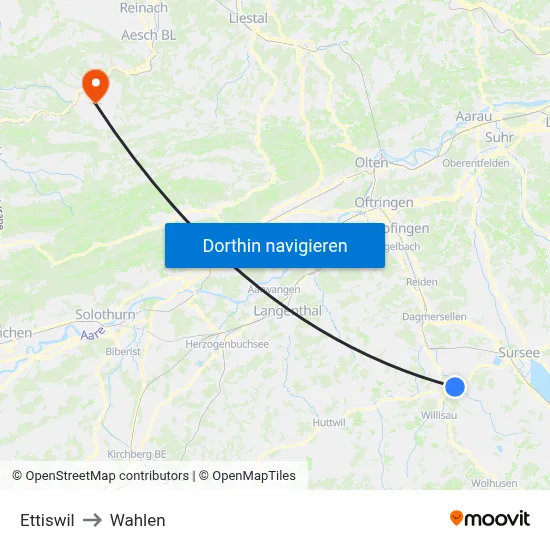 Ettiswil to Wahlen map
