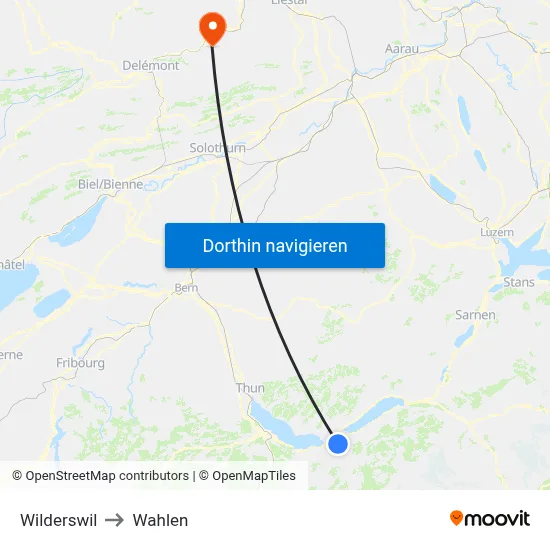 Wilderswil to Wahlen map