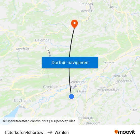 Lüterkofen-Ichertswil to Wahlen map