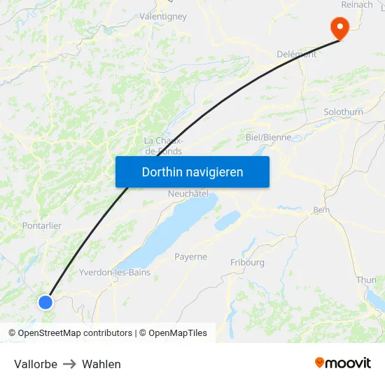 Vallorbe to Wahlen map
