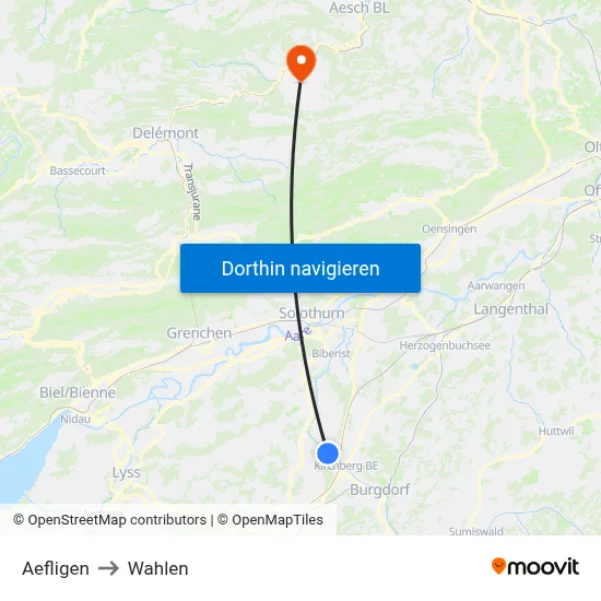 Aefligen to Wahlen map