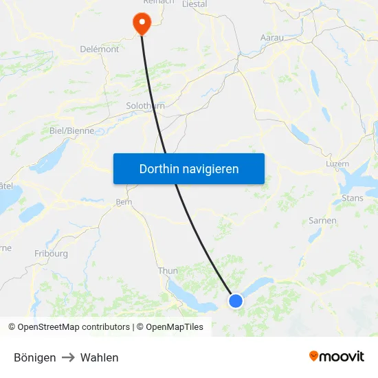 Bönigen to Wahlen map