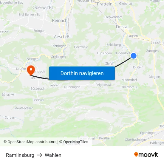 Ramlinsburg to Wahlen map