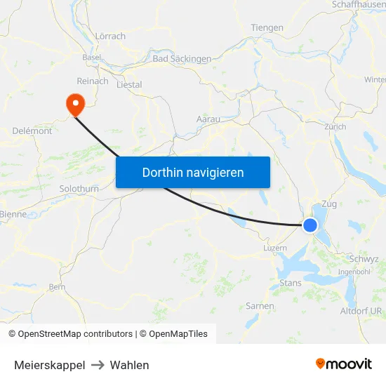 Meierskappel to Wahlen map