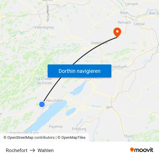 Rochefort to Wahlen map