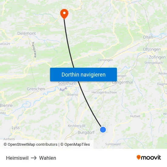 Heimiswil to Wahlen map