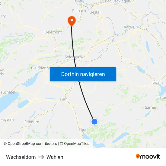 Wachseldorn to Wahlen map
