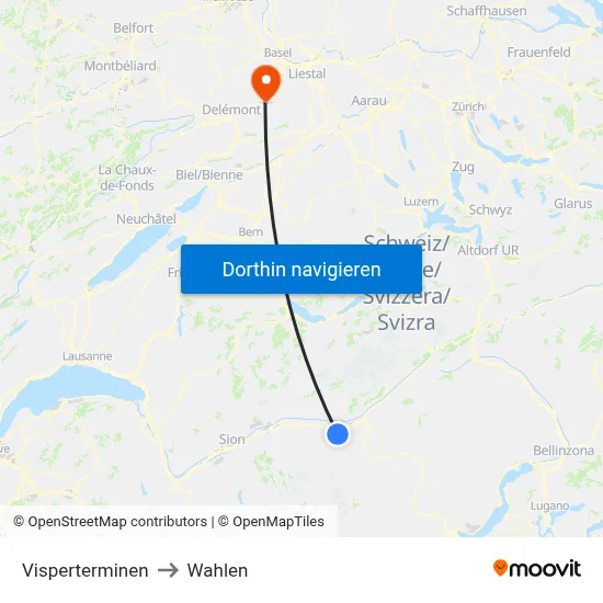 Visperterminen to Wahlen map