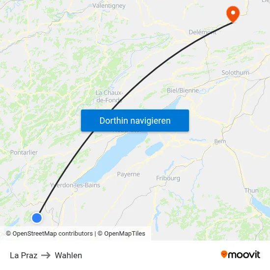 La Praz to Wahlen map