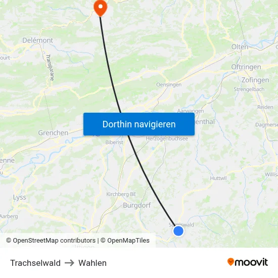 Trachselwald to Wahlen map