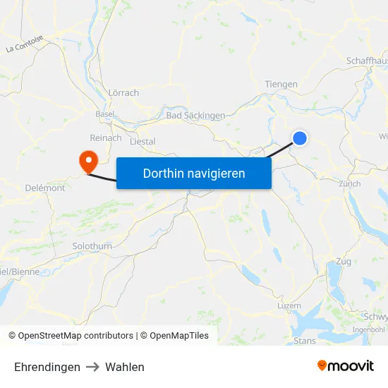 Ehrendingen to Wahlen map