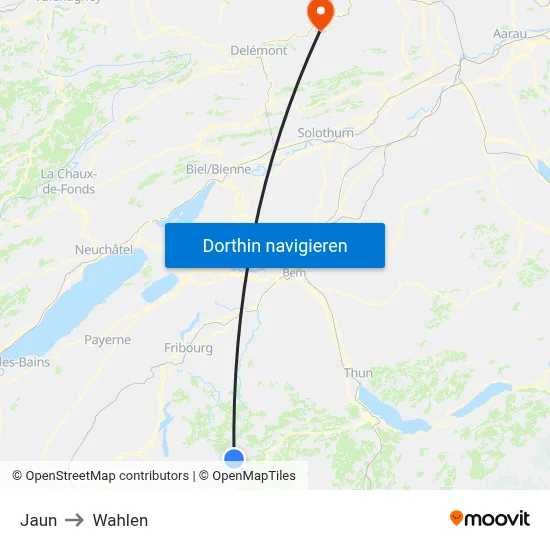 Jaun to Wahlen map