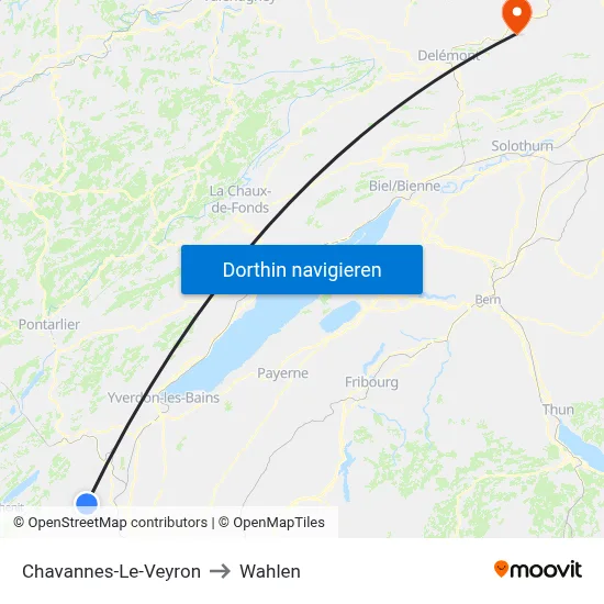 Chavannes-Le-Veyron to Wahlen map