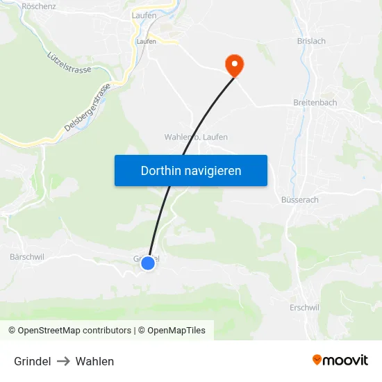Grindel to Wahlen map