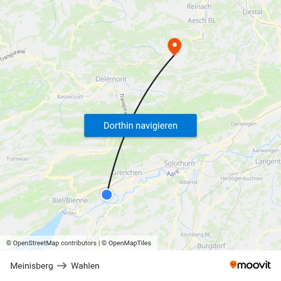 Meinisberg to Wahlen map