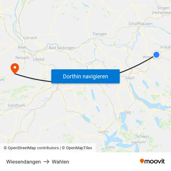 Wiesendangen to Wahlen map