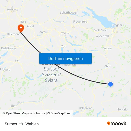 Surses to Wahlen map