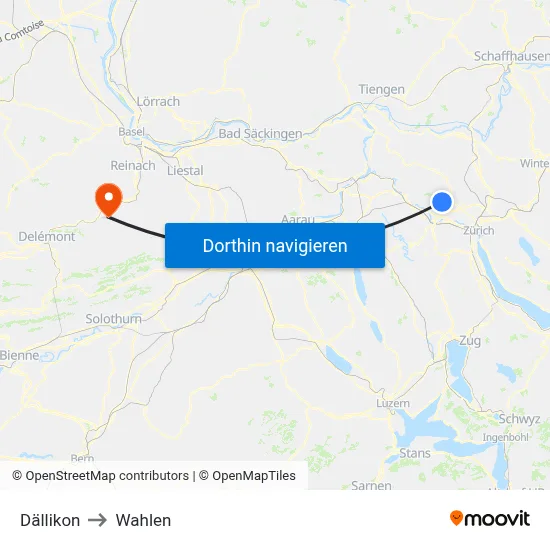 Dällikon to Wahlen map