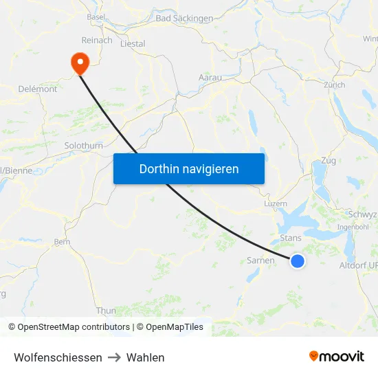 Wolfenschiessen to Wahlen map