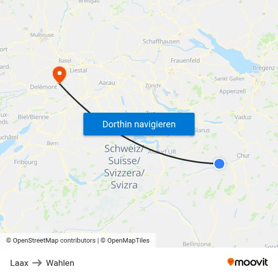 Laax to Wahlen map