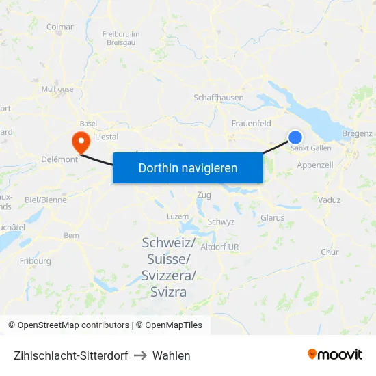 Zihlschlacht-Sitterdorf to Wahlen map