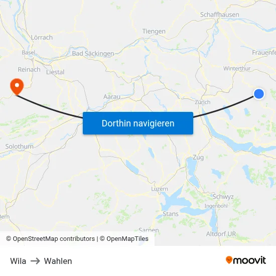 Wila to Wahlen map