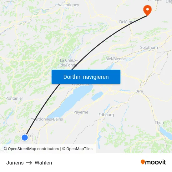 Juriens to Wahlen map