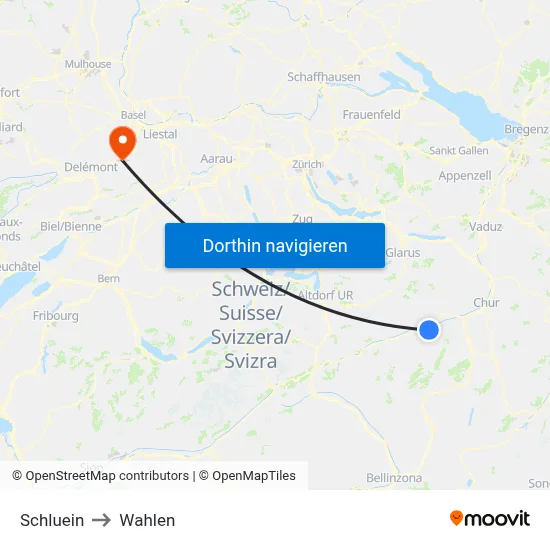 Schluein to Wahlen map