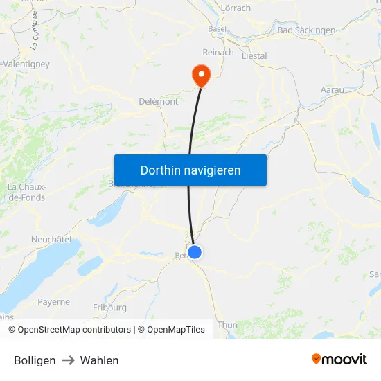 Bolligen to Wahlen map