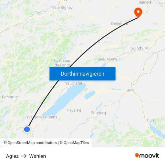 Agiez to Wahlen map