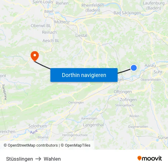 Stüsslingen to Wahlen map