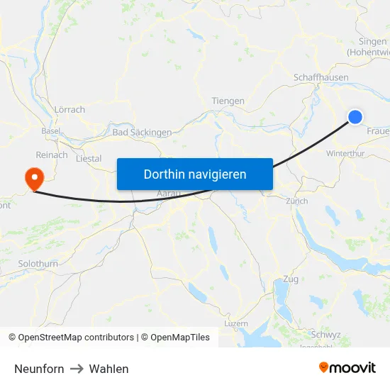 Neunforn to Wahlen map