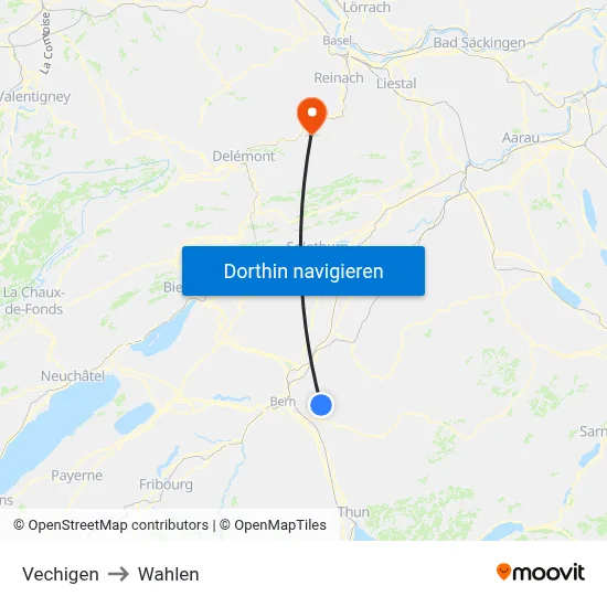 Vechigen to Wahlen map