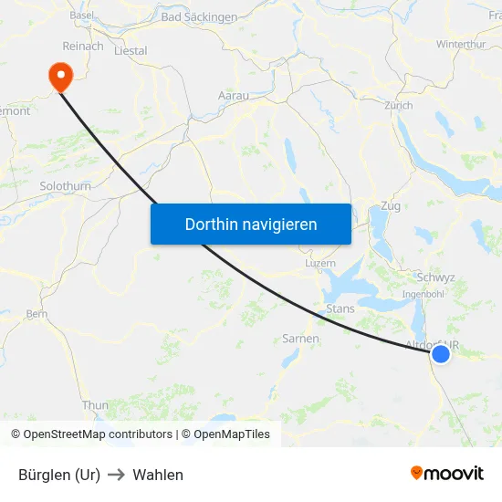 Bürglen (Ur) to Wahlen map