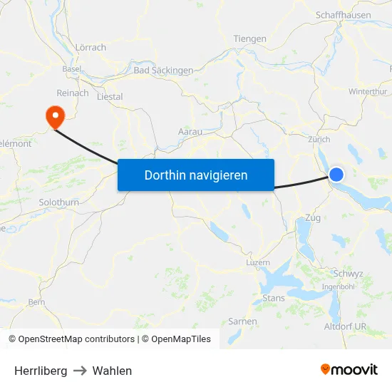 Herrliberg to Wahlen map