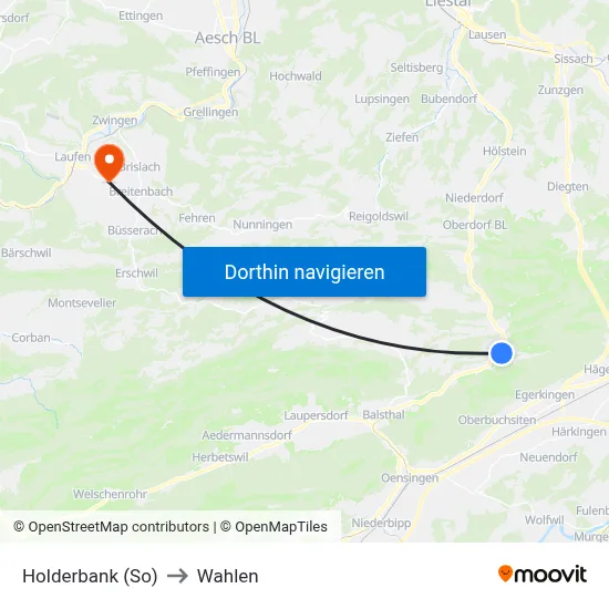 Holderbank (So) to Wahlen map