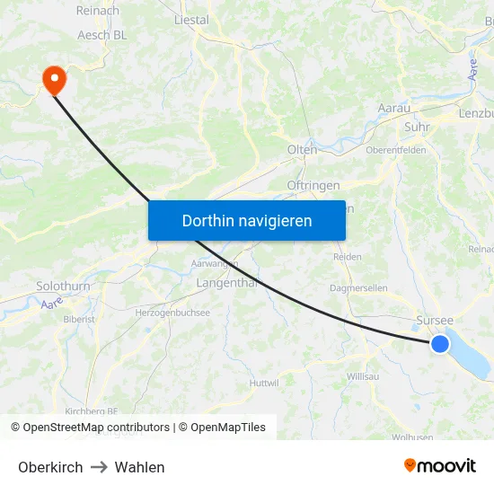 Oberkirch to Wahlen map