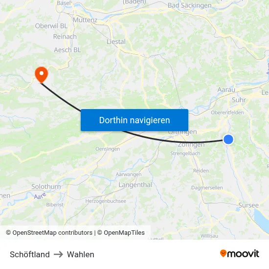 Schöftland to Wahlen map
