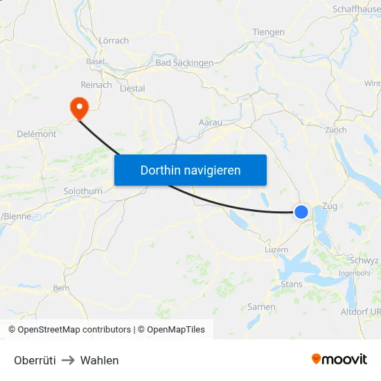 Oberrüti to Wahlen map