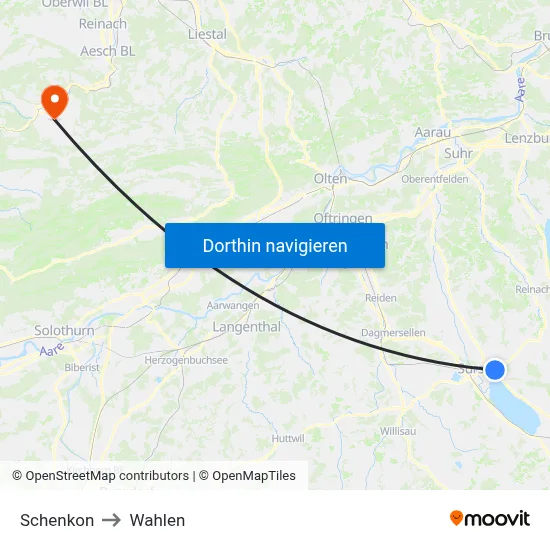 Schenkon to Wahlen map